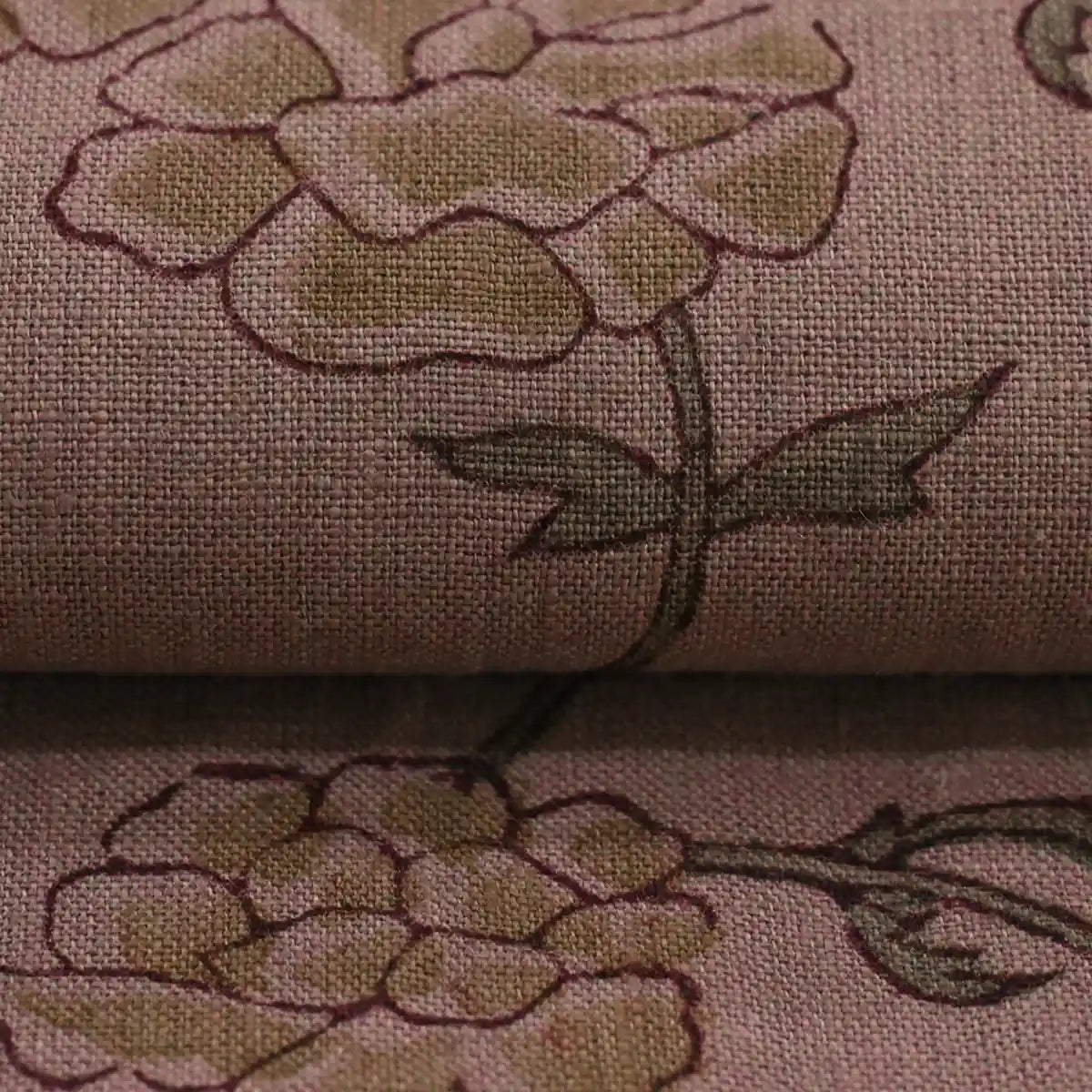 Driftwood Bloom Plum Linen Fabric