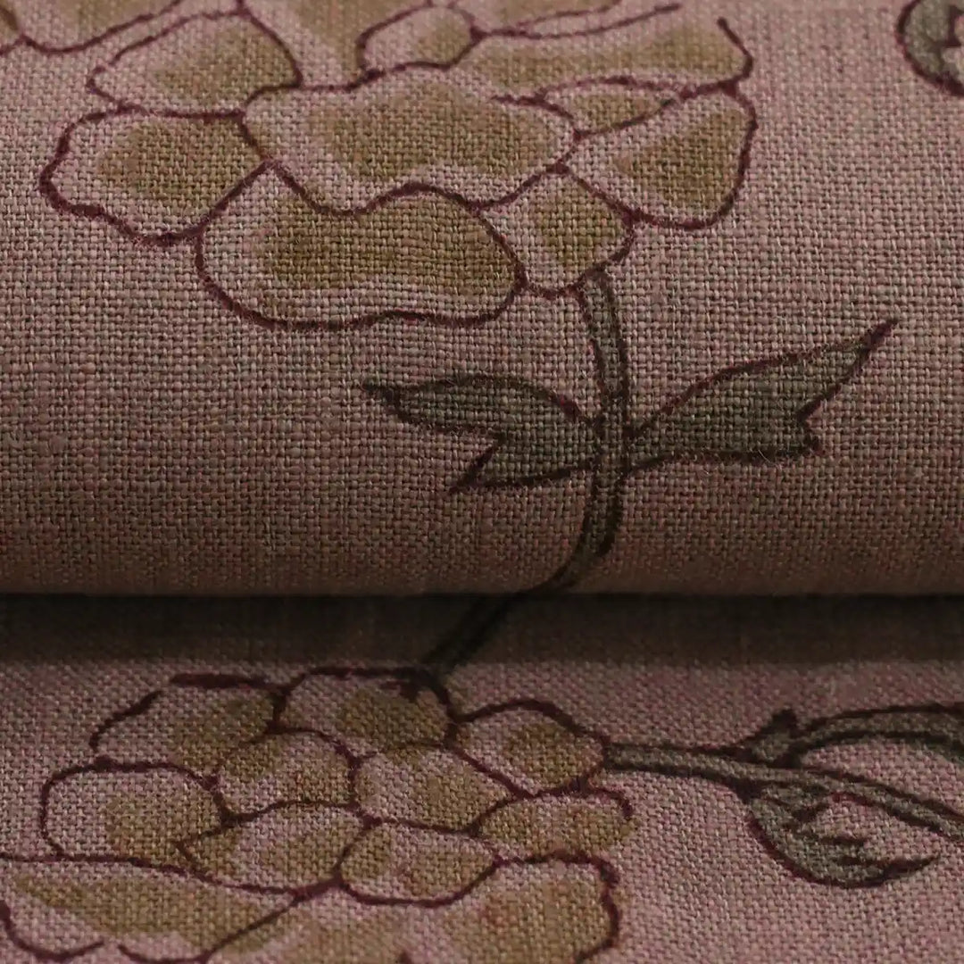 Driftwood Bloom Plum Linen Fabric