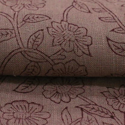 Petal Breeze Plum Outline Linen Fabric