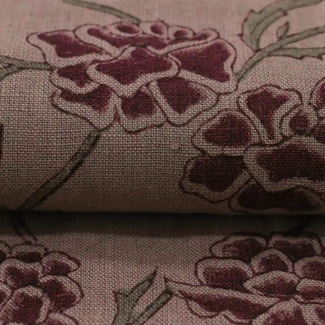 Driftwood Bloom Light Beige Linen Fabric