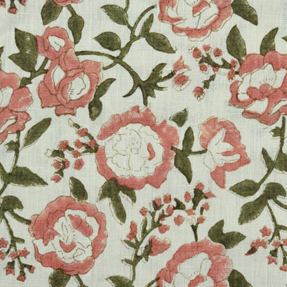 Dune Floral Block Print Solid Linen Fabric