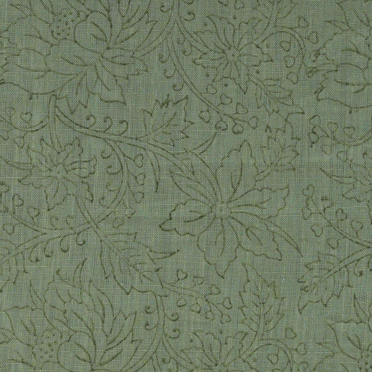 Ecyoj Floral Block Print Solid Linen Fabric