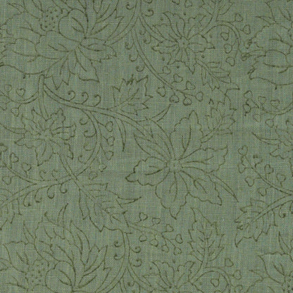 Ecyoj Floral Block Print Solid Linen Fabric