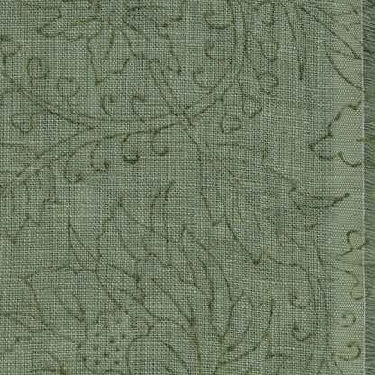 Ecyoj Floral Block Print Solid Linen Fabric