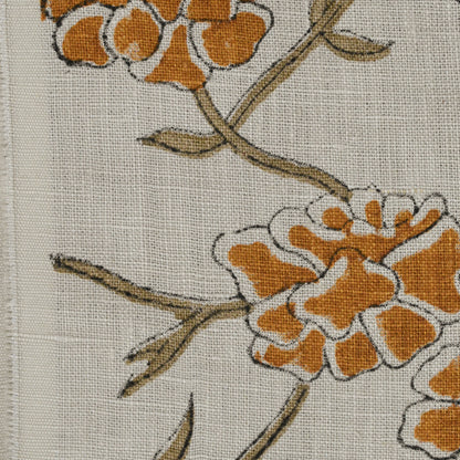 Driftwood Floral Block Print Solid Linen Fabric