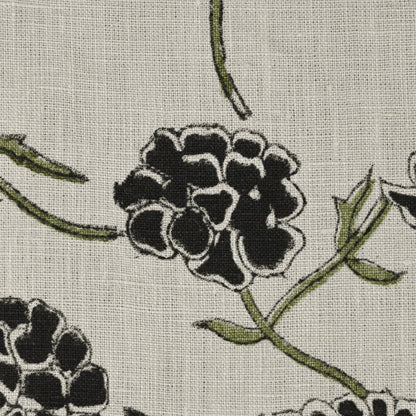 Driftwood Floral Block Print Solid Linen Fabric