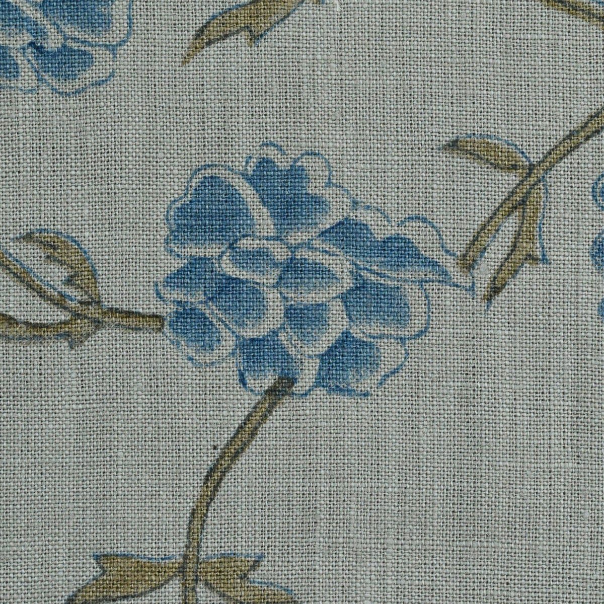 Driftwood Floral Block Print Solid Linen Fabric