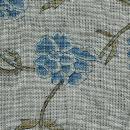 Driftwood Floral Block Print Solid Linen Fabric