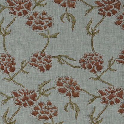 Driftwood Floral Block Print Solid Linen Fabric
