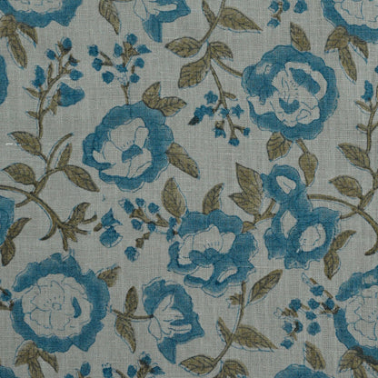 Dune Floral Block Print Solid Linen Fabric