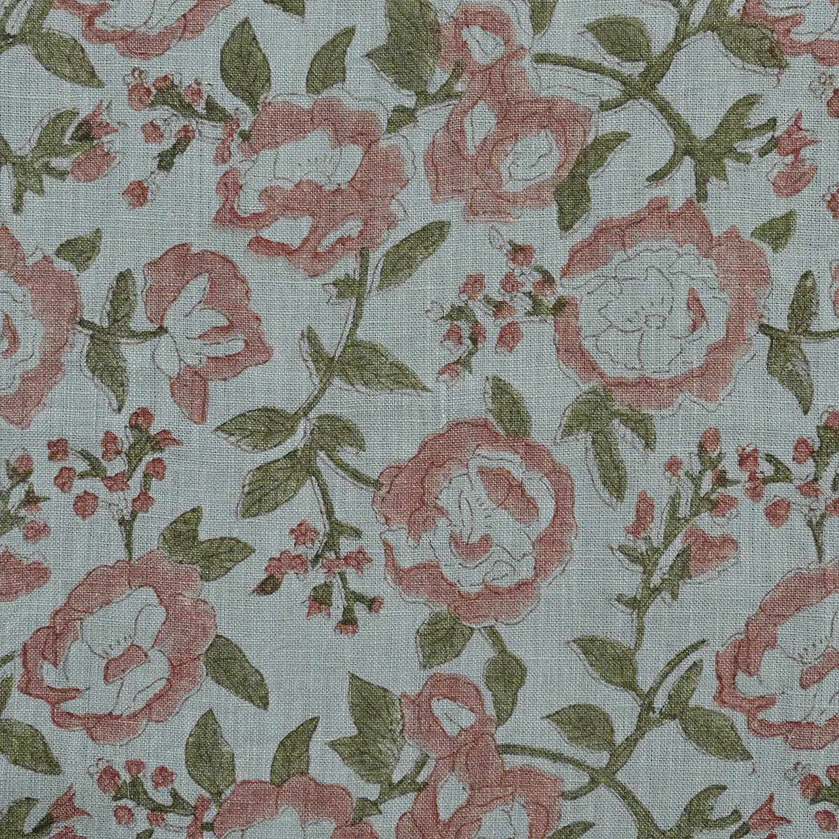 Meadow Coral Rose Washed Aqua Pillow Cover