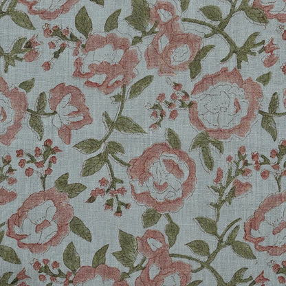 Meadow Coral Rose Washed Aqua Pillow Cover