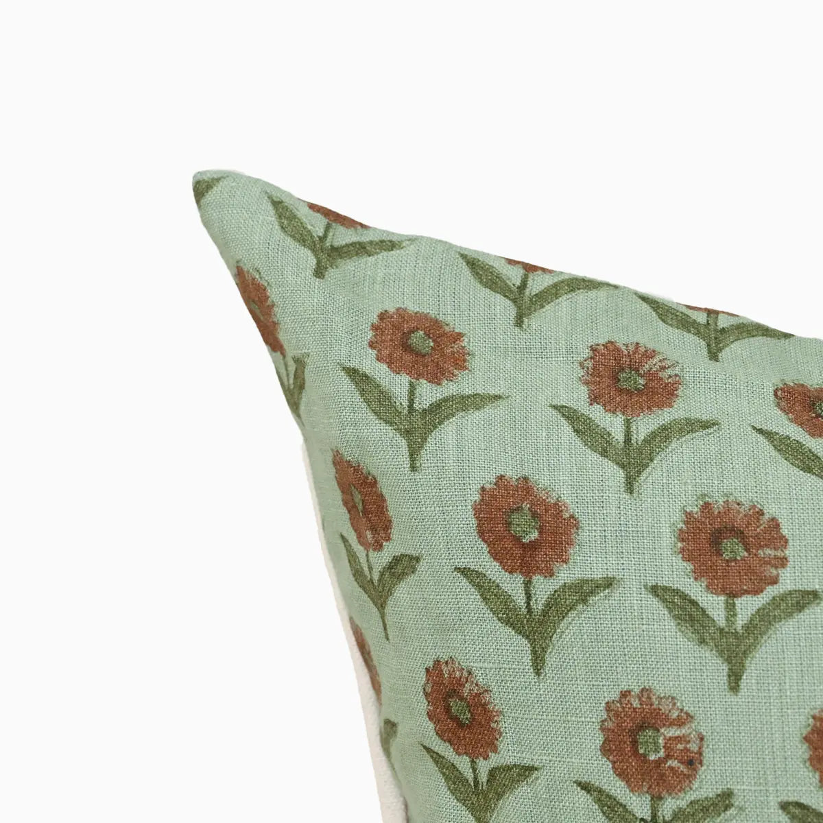 Bloom Pale Seafoam Ditsy Rust Pillow Cover