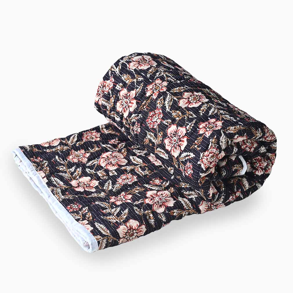 Daffodil Hand Block Printed Quilt