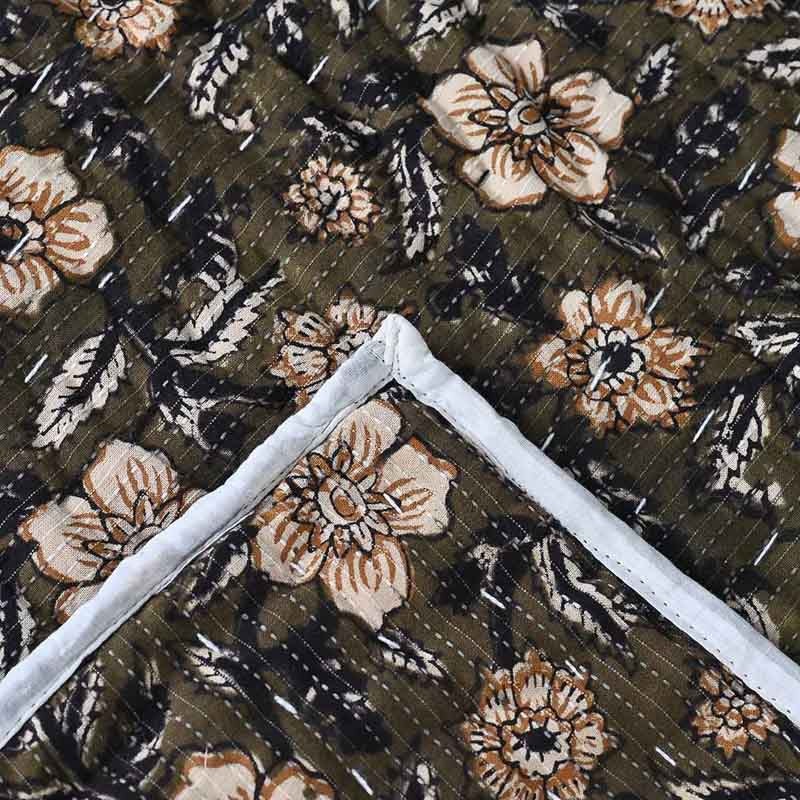 Anemone Hand Block Printed Quilt