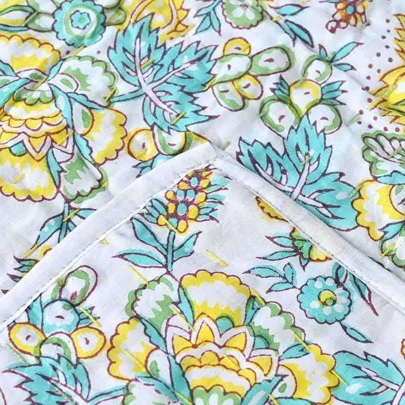 Emerald Hand Block Printed Quilt