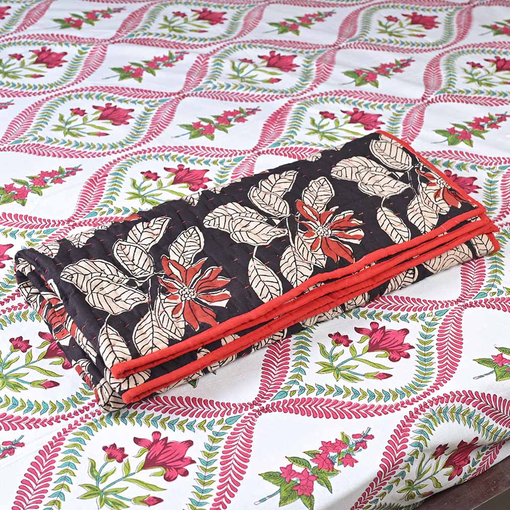 Azalea Hand Block Printed Quilt