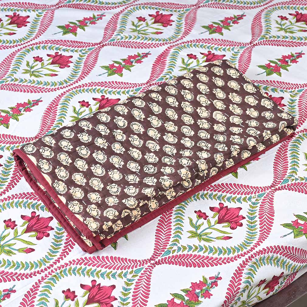 Bluebell Hand Block Printed Quilt