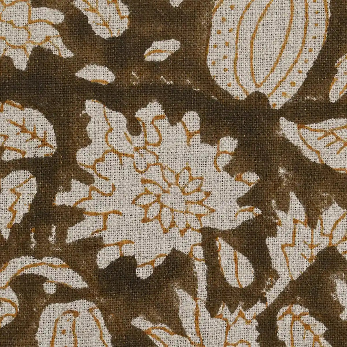 Cirdeg Floral Block Print Linen Fabric
