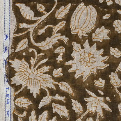 Cirdeg Floral Block Print Linen Fabric