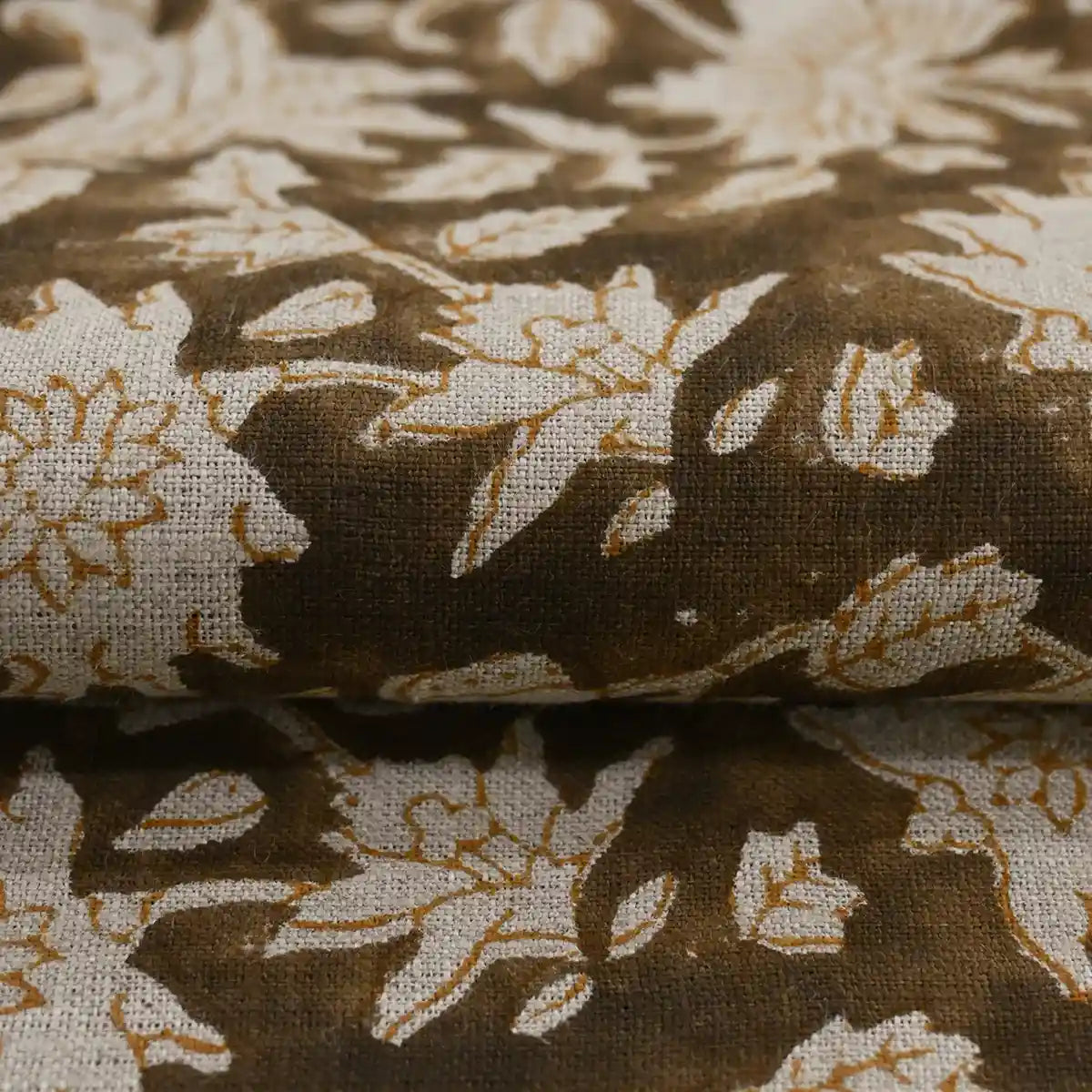 Cirdeg Floral Block Print Linen Fabric