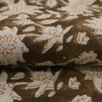 Cirdeg Floral Block Print Linen Fabric