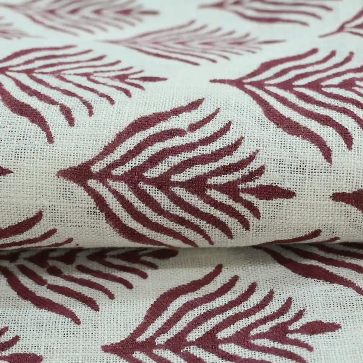 Corter Botanical Hand Block Print Linen Fabric
