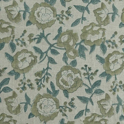 Hacim Floral Block Print Linen Fabric