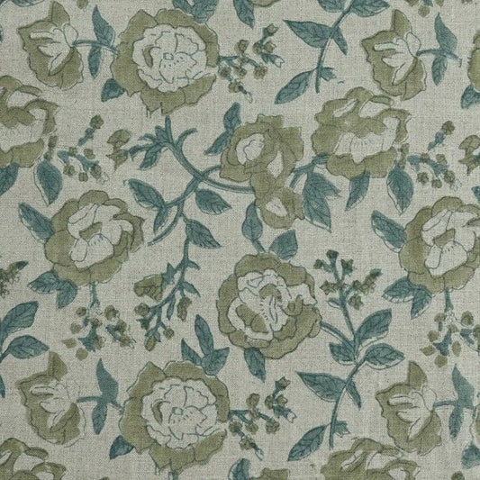 Hacim Floral Block Print Linen Fabric