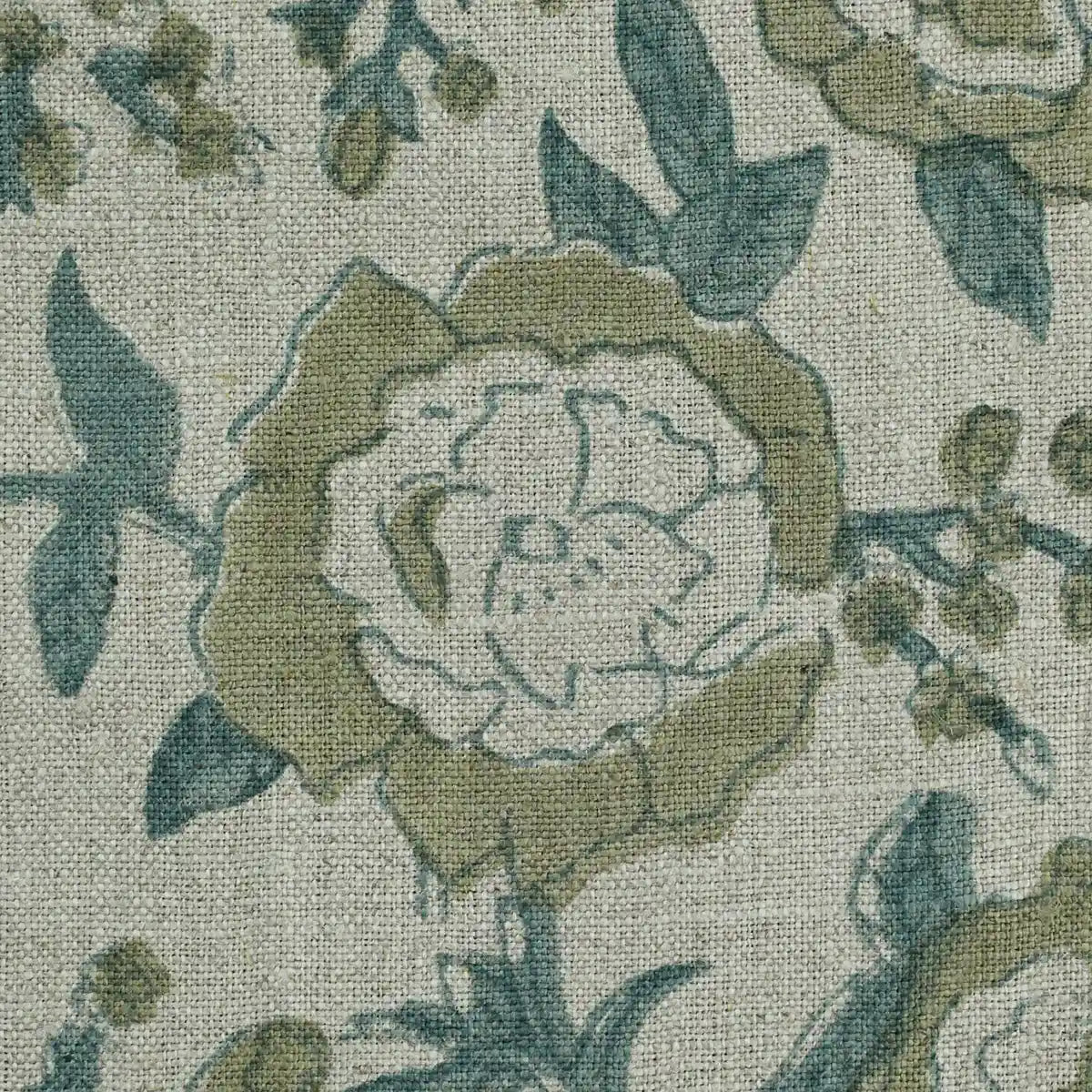 Hacim Floral Block Print Linen Fabric