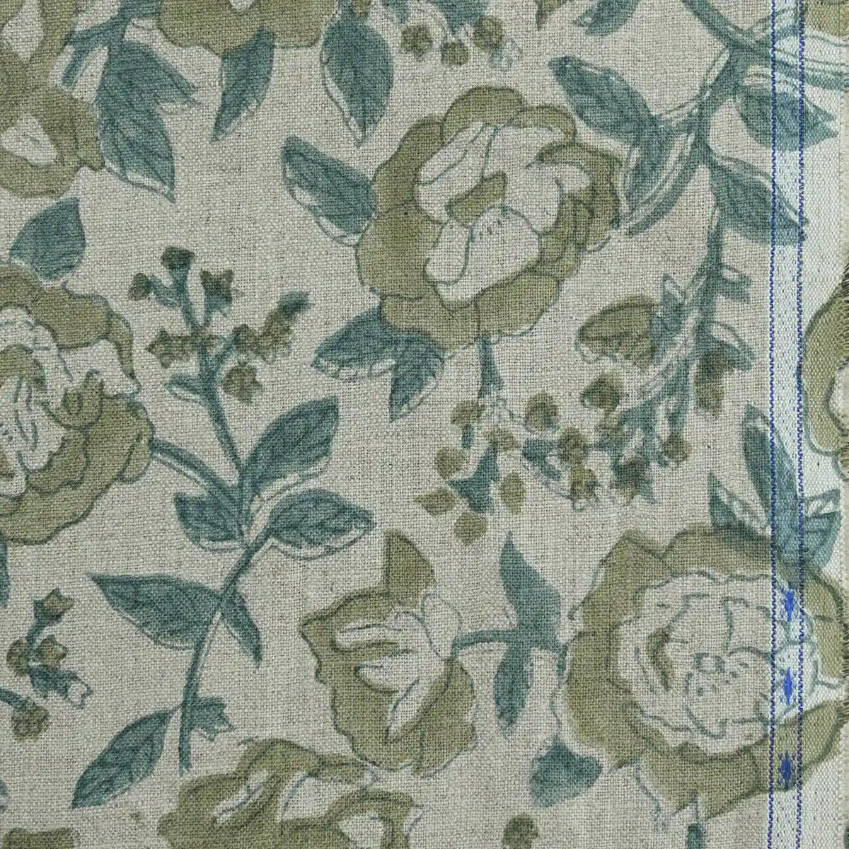 Hacim Floral Block Print Linen Fabric