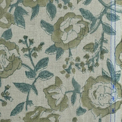 Hacim Floral Block Print Linen Fabric