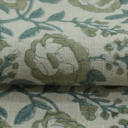 Hacim Floral Block Print Linen Fabric