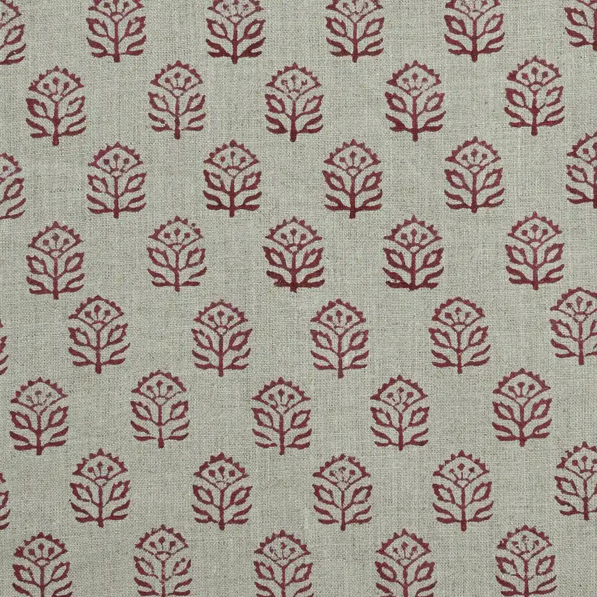 Gregory Floral Hand Block Print Linen Fabric