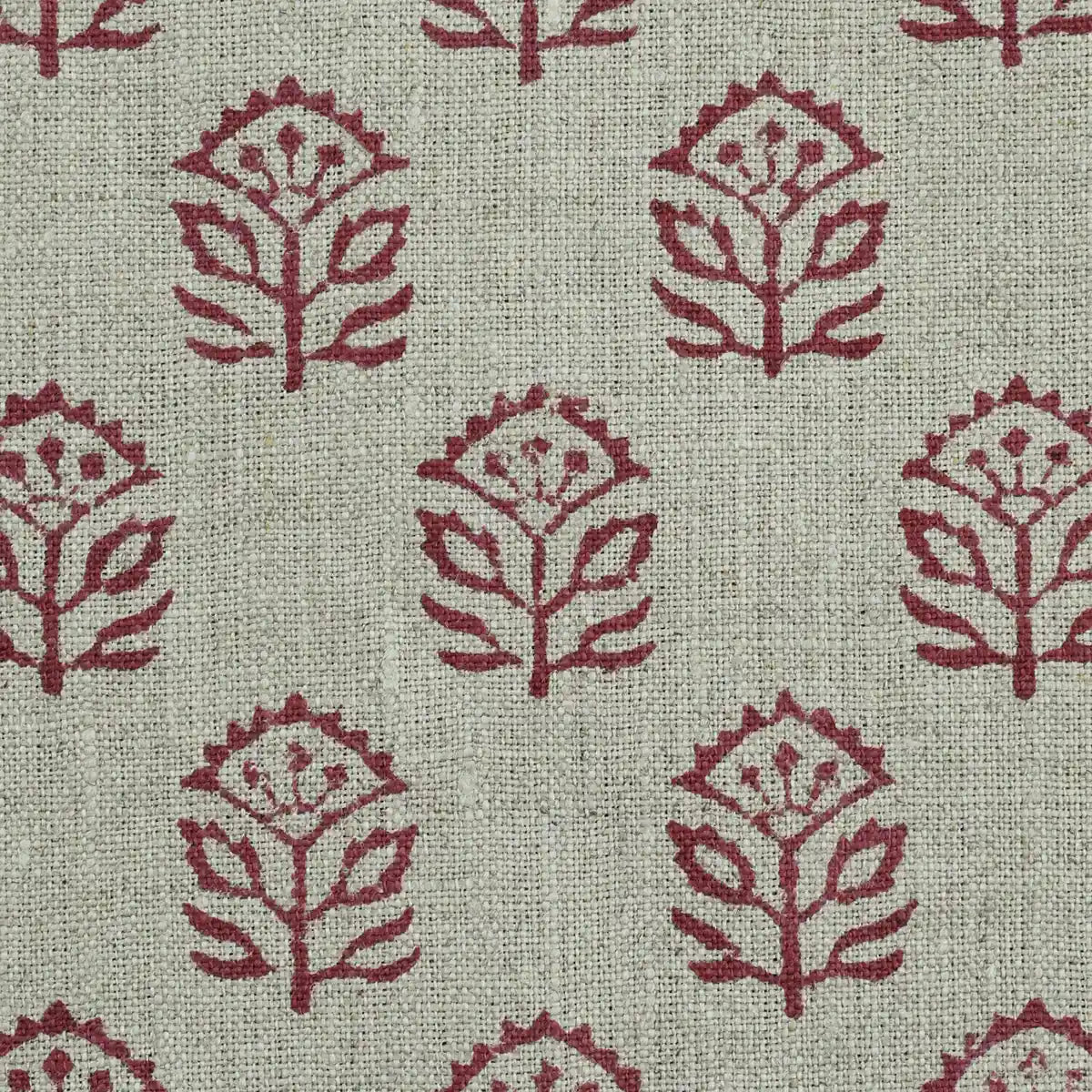 Gregory Floral Hand Block Print Linen Fabric