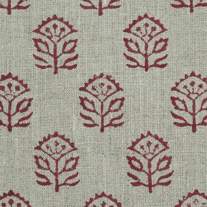 Gregory Floral Hand Block Print Linen Fabric
