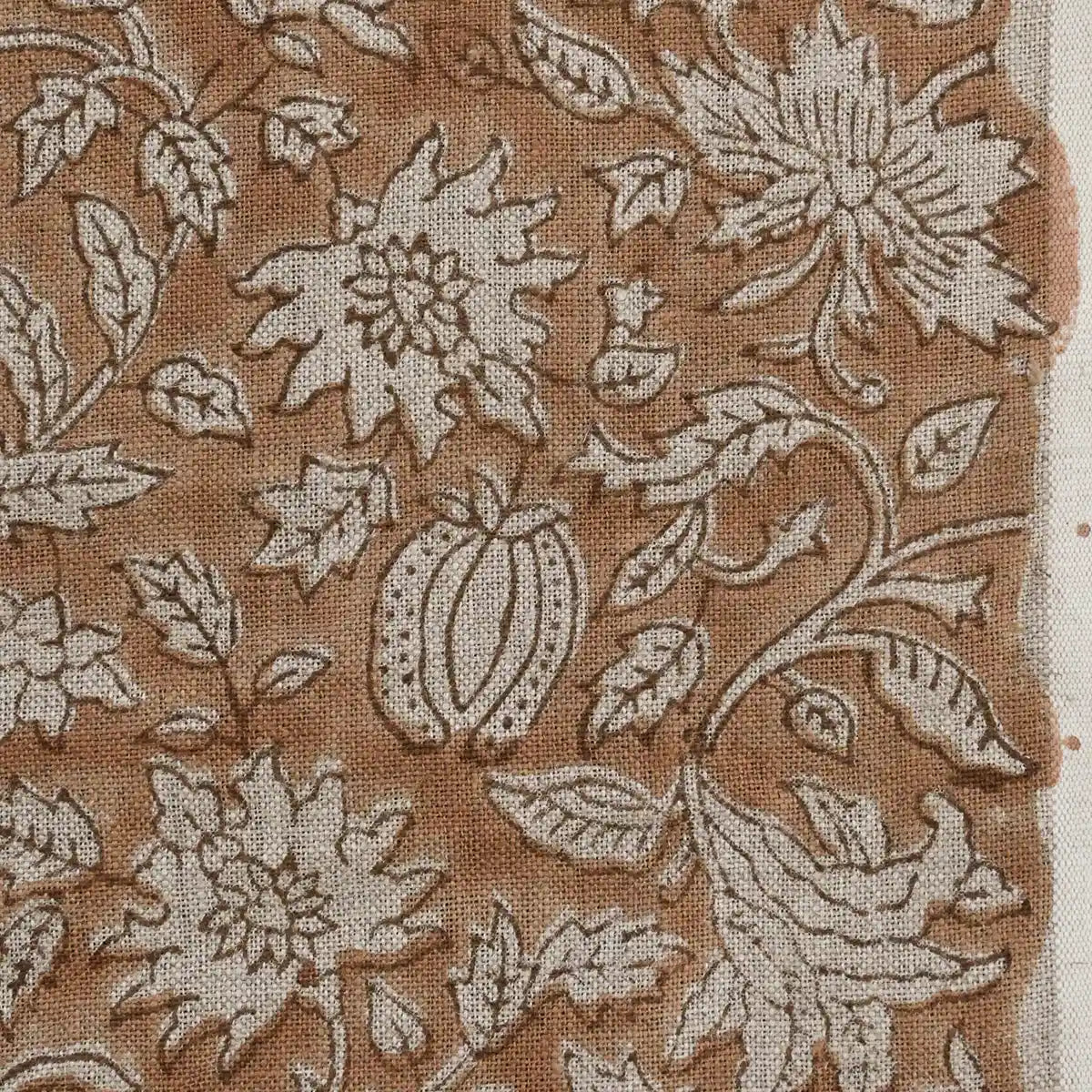 Cirdeg Floral Block Print Linen Fabric
