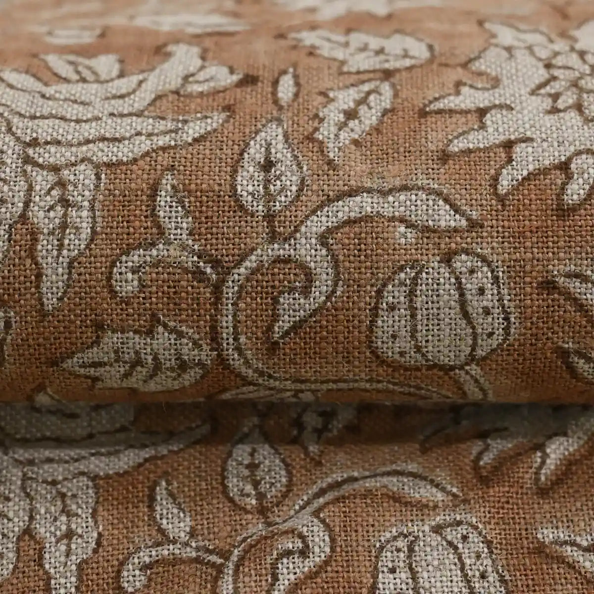 Cirdeg Floral Block Print Linen Fabric