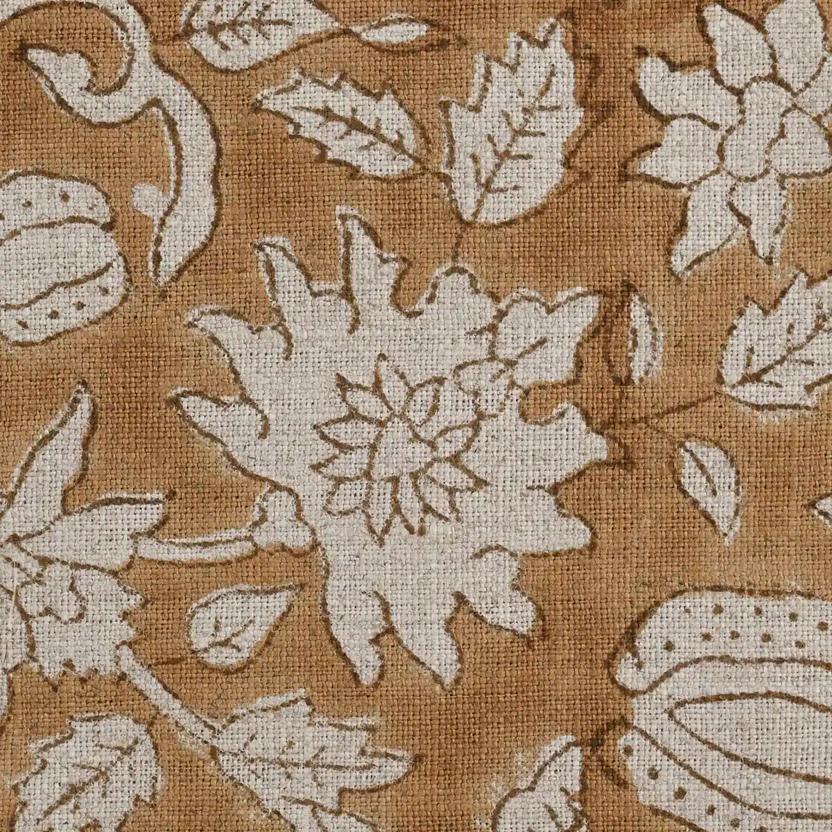 Cirdeg Floral Block Print Linen Fabric