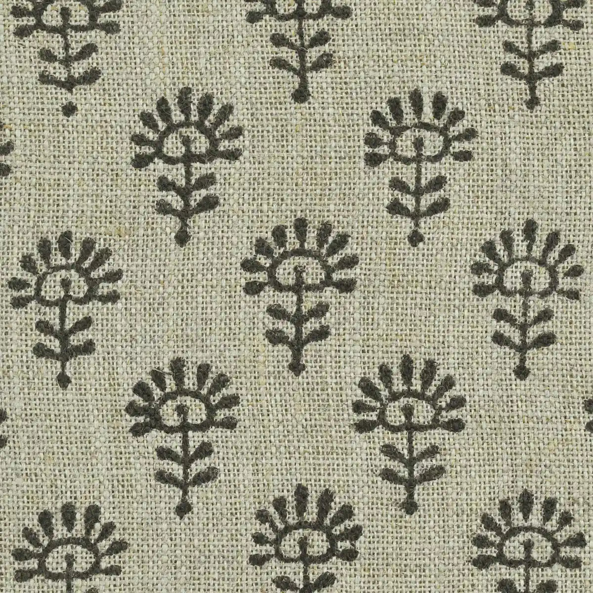 Haon Floral Hand Block Print Linen Fabric
