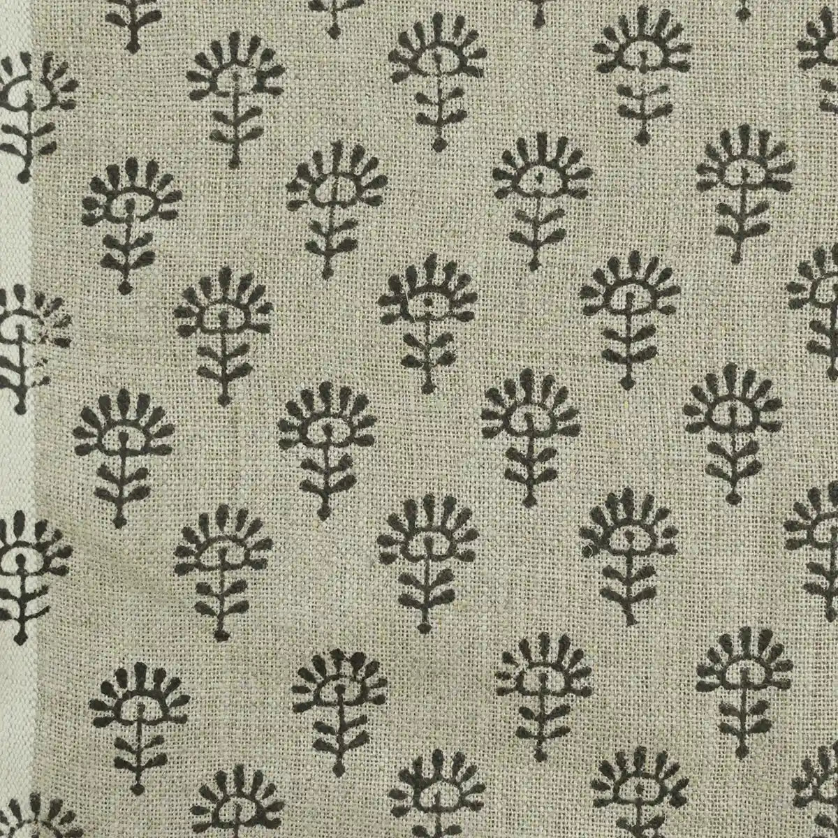 Haon Floral Hand Block Print Linen Fabric