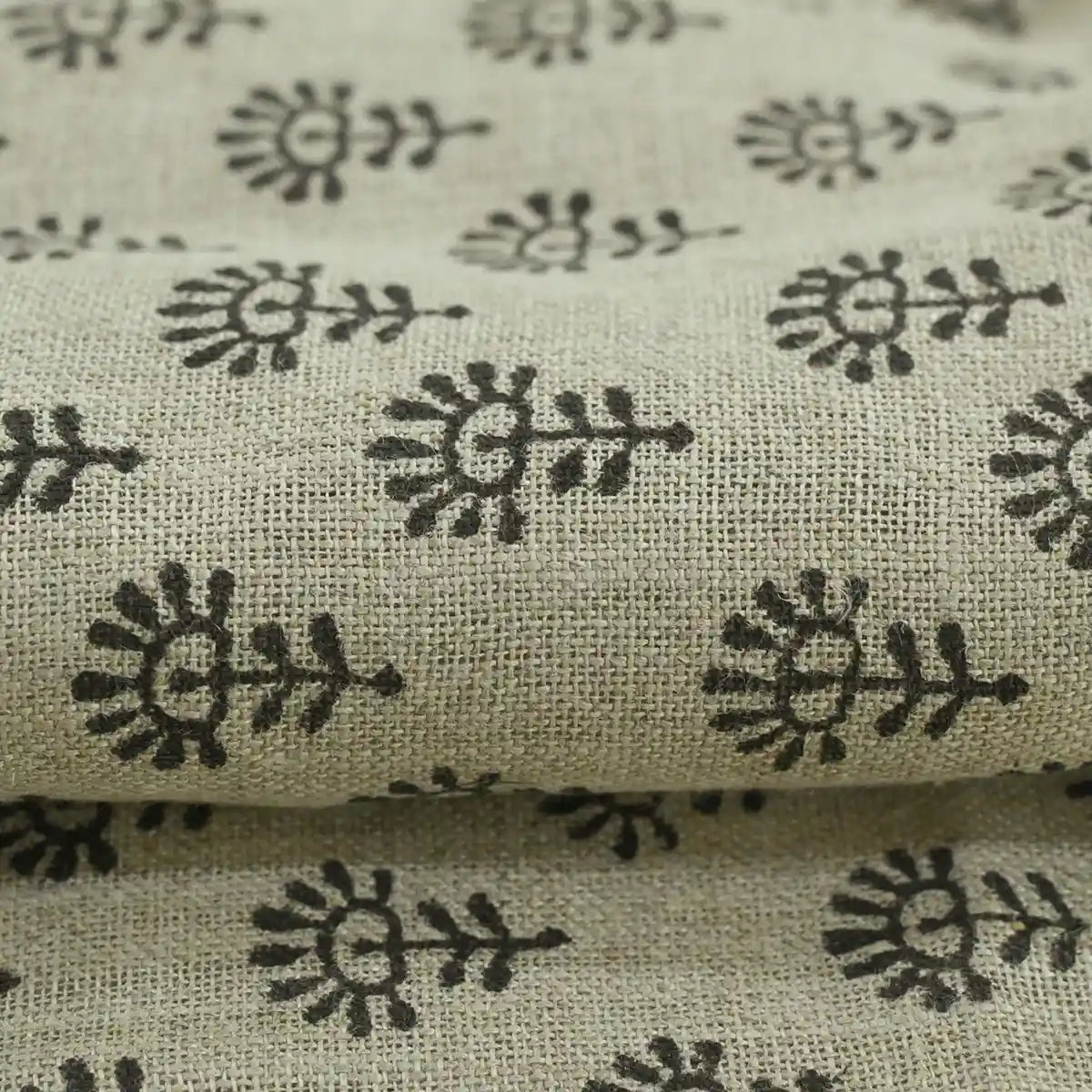 Haon Floral Hand Block Print Linen Fabric
