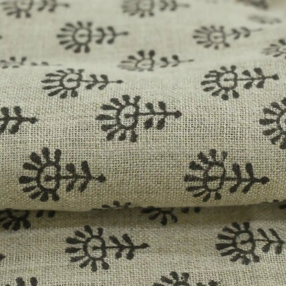Haon Floral Hand Block Print Linen Fabric