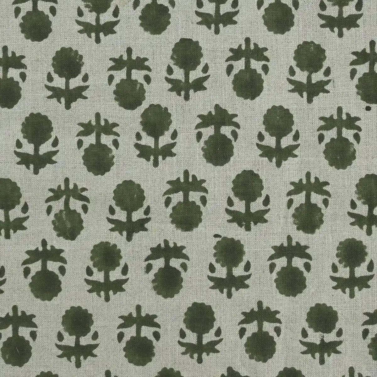 Ethan Floral Hand Block Print Linen Fabric
