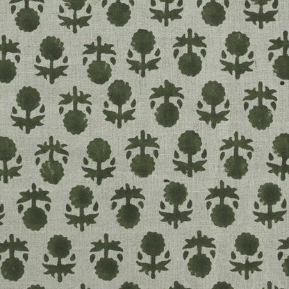 Ethan Floral Hand Block Print Linen Fabric
