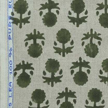 Ethan Floral Hand Block Print Linen Fabric