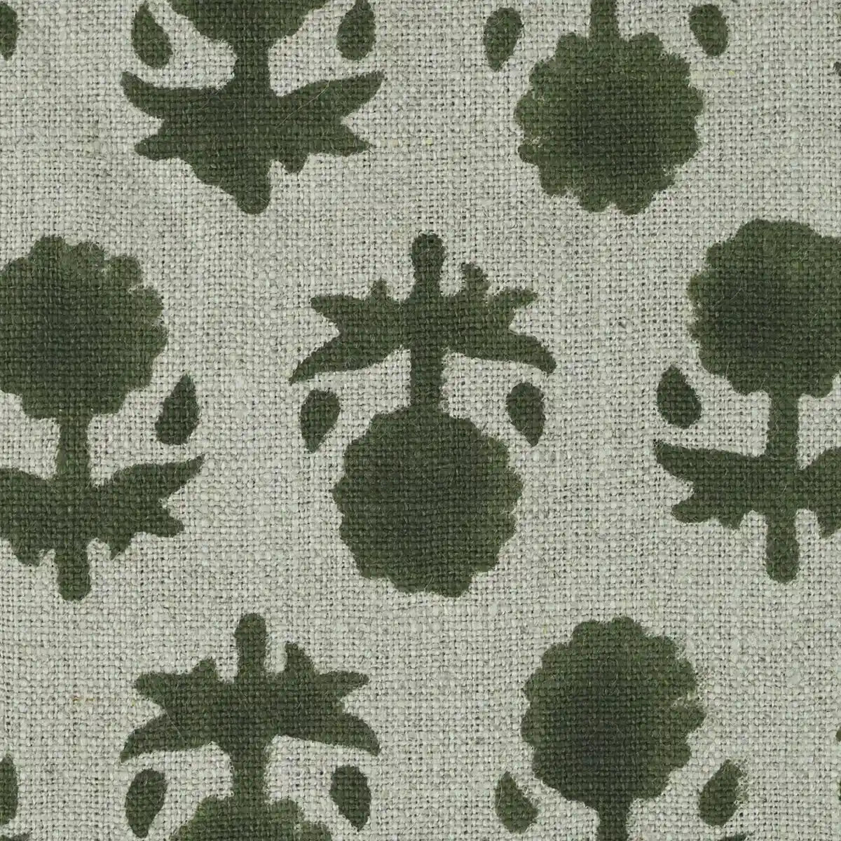 Ethan Floral Hand Block Print Linen Fabric