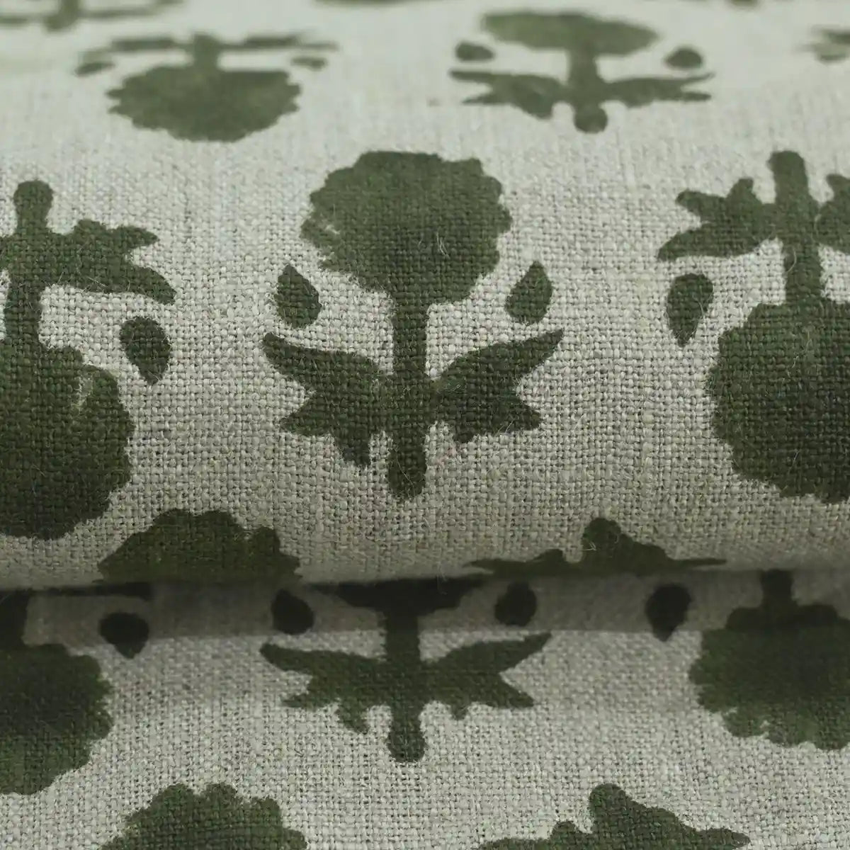 Ethan Floral Hand Block Print Linen Fabric