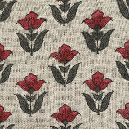 Larry Floral Hand Block Print Linen Fabric