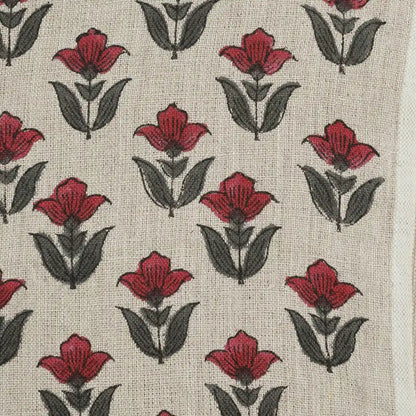 Larry Floral Hand Block Print Linen Fabric